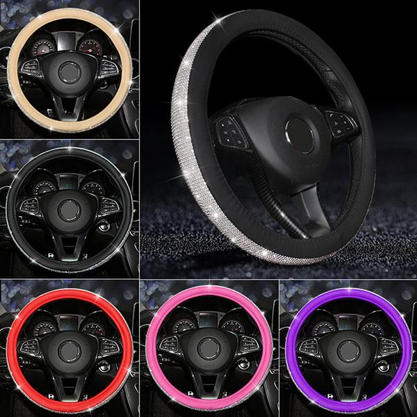 steering wheel covers fashion luxury crystal auto car leather with bling interior accessories for four season
steering wheel covers fashion luxury crystal auto car leather with bling interior accessories for four season
