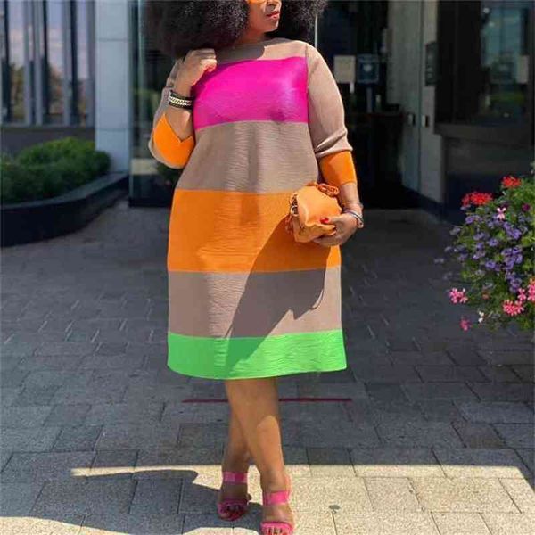 african women big size dresses 4xl colorful striped patchwork loose full sleeve elegant evening party night dinner dress 210510, Black;gray
african women big size dresses 4xl colorful striped patchwork loose full sleeve elegant evening party night dinner dress 210510, Black;gray