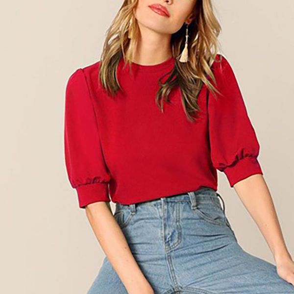blouse women summer 2021 casual solid half sleeve narrow cuffs o neck pullover loose street work wear camisa mujer verano women's blou, White
blouse women summer 2021 casual solid half sleeve narrow cuffs o neck pullover loose street work wear camisa mujer verano women's blou, White