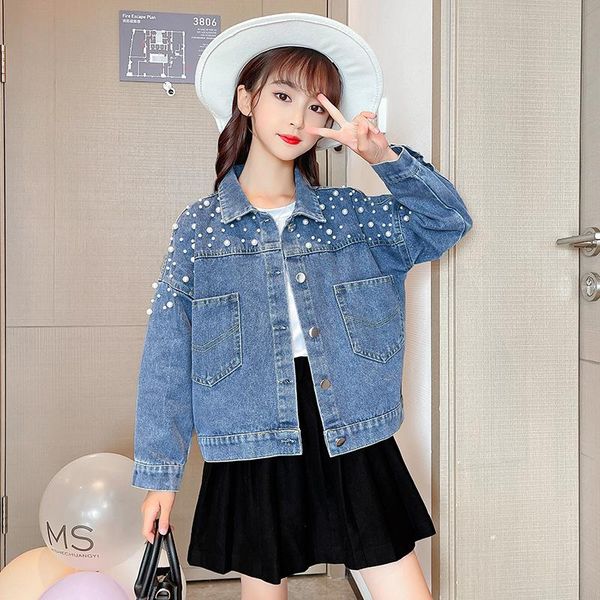 jackets 2021 girl blue denim jacket pearl decoration fashion spring autumn button cardigan short casual top, Blue;gray
jackets 2021 girl blue denim jacket pearl decoration fashion spring autumn button cardigan short casual top, Blue;gray