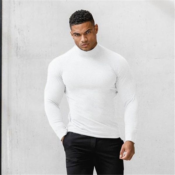 men's t-shirts shirt turtleneck fitness t-shirt men workout muscle bodybuilding clothing gym long sleeve tee shirts, White;black 
men's t-shirts shirt turtleneck fitness t-shirt men workout muscle bodybuilding clothing gym long sleeve tee shirts, White;black
