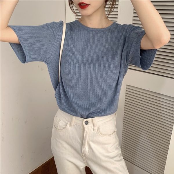 women's t-shirt short-sleeved sweater female korean version of loose and wild was thin sets ice silk ins net red chic agp2, White
women's t-shirt short-sleeved sweater female korean version of loose and wild was thin sets ice silk ins net red chic agp2, White