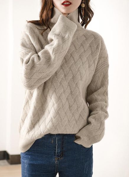 women's sweaters winter wool sweater solid color loose high-neck long-sleeved knitted, White;black
women's sweaters winter wool sweater solid color loose high-neck long-sleeved knitted, White;black