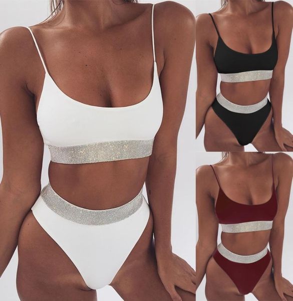 women's swimwear swimsuit 2021 high waist women bikini set sequin summer beachwear bathing suits, White;black
women's swimwear swimsuit 2021 high waist women bikini set sequin summer beachwear bathing suits, White;black