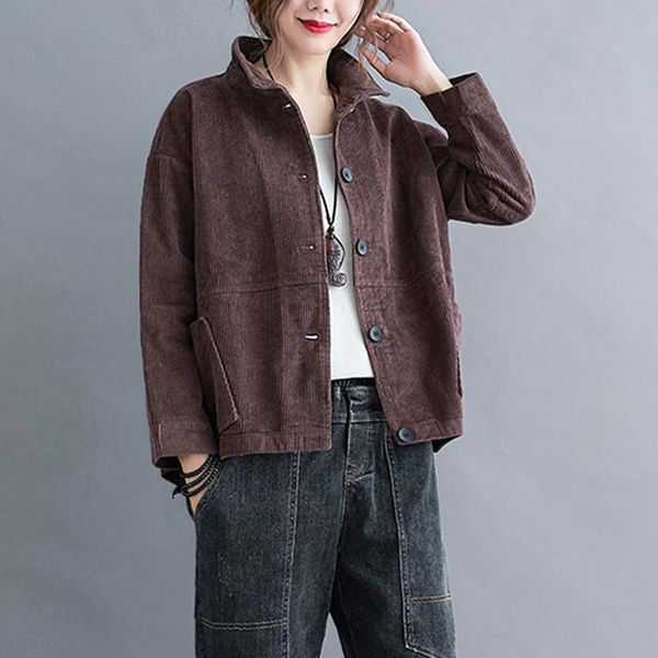 women's trench coats vintage corduroy women jacket autumn loose plus size single breasted turn down collar female casual cotton coat ve, Tan;black
women's trench coats vintage corduroy women jacket autumn loose plus size single breasted turn down collar female casual cotton coat ve, Tan;black