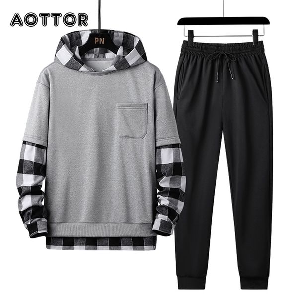 spring autumn mens set tracksuit men plaid patchwork hoodies + pants 2 pieces set fashion studen sports suit streetwear 4xl 210806, Gray
spring autumn mens set tracksuit men plaid patchwork hoodies + pants 2 pieces set fashion studen sports suit streetwear 4xl 210806, Gray