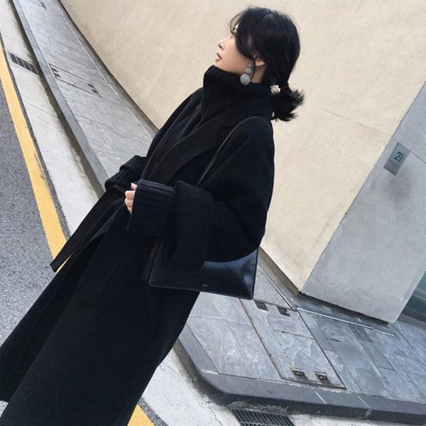 women's wool & blends high grade double-faced cashmere coat women 2021 autumn winter fashion woolen parkas womens temperament slim over, Black
women's wool & blends high grade double-faced cashmere coat women 2021 autumn winter fashion woolen parkas womens temperament slim over, Black