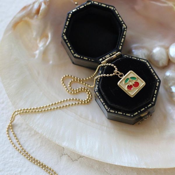 pendant necklaces japan fresh cherry drop enamel square necklace round bead clavicle chain titanium steel for women, Silver
pendant necklaces japan fresh cherry drop enamel square necklace round bead clavicle chain titanium steel for women, Silver