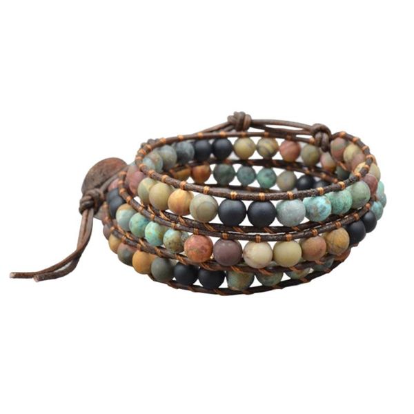 link, chain woven bohemia agate leather jewelry multilayer vintage 6mm matte stone 3 strands wrap bracelets dropship, Black
link, chain woven bohemia agate leather jewelry multilayer vintage 6mm matte stone 3 strands wrap bracelets dropship, Black