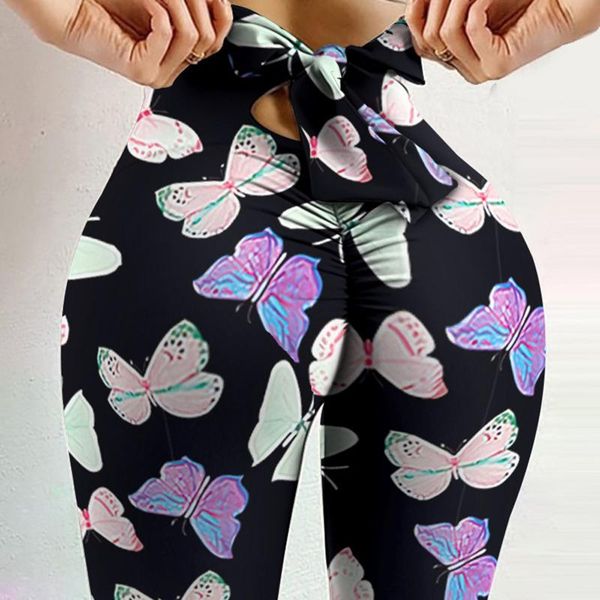 women's leggings bow camouflage seamless women letter printing high waist stretch strethcy fitness pants push up, Black