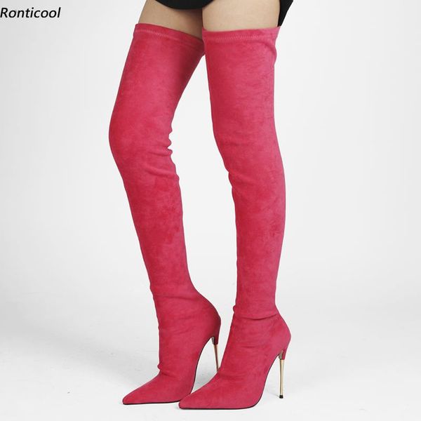 boots ronticool women spring thigh high flexible slip on metal heel pointed toe fuchsia purple party shoes us size 5-13, Black
boots ronticool women spring thigh high flexible slip on metal heel pointed toe fuchsia purple party shoes us size 5-13, Black