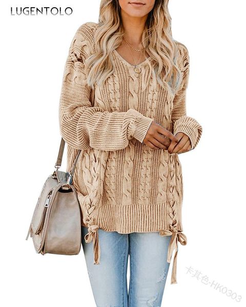 women's sweaters knitted sweater women loose twisted rope bandage solid v-neck large size lady casual autumn winter pullover, White;black
women's sweaters knitted sweater women loose twisted rope bandage solid v-neck large size lady casual autumn winter pullover, White;black