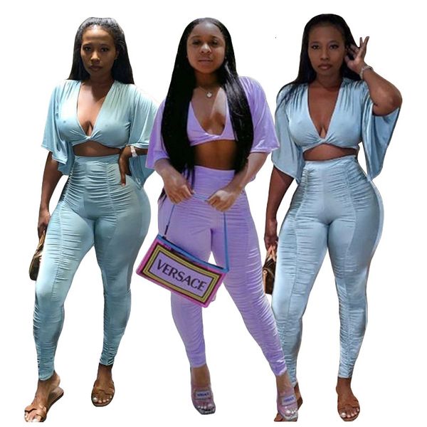 women's tracksuits adogirl autumn women solid pleated two pieces set deep v-neck low cut flared sleeve crop pencil pants suits yvhq, Gray
women's tracksuits adogirl autumn women solid pleated two pieces set deep v-neck low cut flared sleeve crop pencil pants suits yvhq, Gray