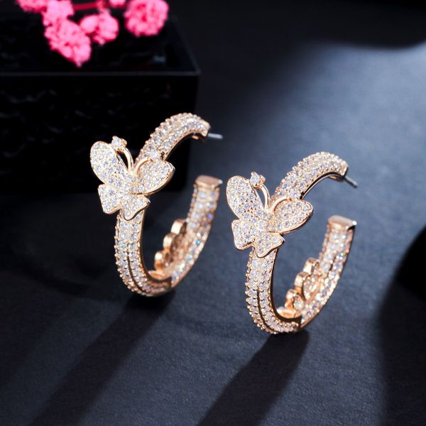 new fashion trendy gold silver colors bling cz stone butterfly hoops earrings for girls women for wedding party jewelry nice gift, Golden;silver
new fashion trendy gold silver colors bling cz stone butterfly hoops earrings for girls women for wedding party jewelry nice gift, Golden;silver