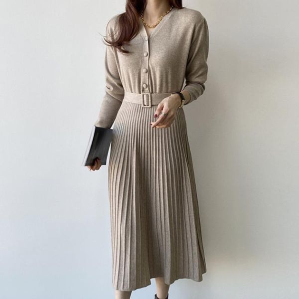 casual dresses 2021 autumn winter fashion ladies office work dress with sashes korean style long midi knitted pleated, Black;gray
casual dresses 2021 autumn winter fashion ladies office work dress with sashes korean style long midi knitted pleated, Black;gray