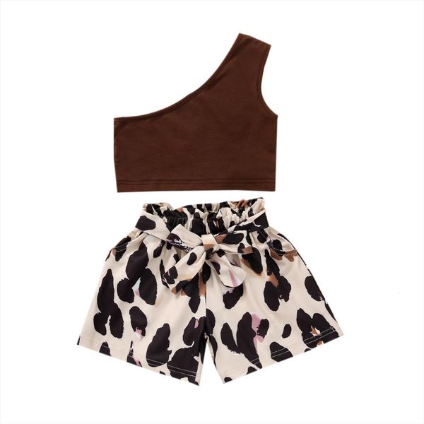 2 6y summer fashion kids girls clothes sets one shoulder sleeveless vest leopard printed shorts, White
2 6y summer fashion kids girls clothes sets one shoulder sleeveless vest leopard printed shorts, White