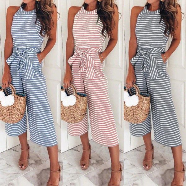 women's jumpsuits & rompers women sleeveless striped jumpsuit summer casual clubwear wide leg pants outfit feminino 2021 clothing, Black;white
women's jumpsuits & rompers women sleeveless striped jumpsuit summer casual clubwear wide leg pants outfit feminino 2021 clothing, Black;white
