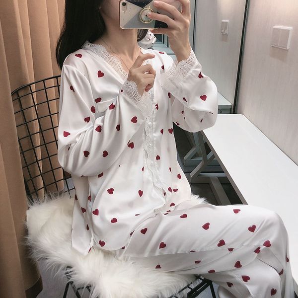 2021spring pajamas for women sleepwear female long sleeve trousers satin silk nightwear suit pijamas 2 piece/set home suit pyjama, Black;red
2021spring pajamas for women sleepwear female long sleeve trousers satin silk nightwear suit pijamas 2 piece/set home suit pyjama, Black;red