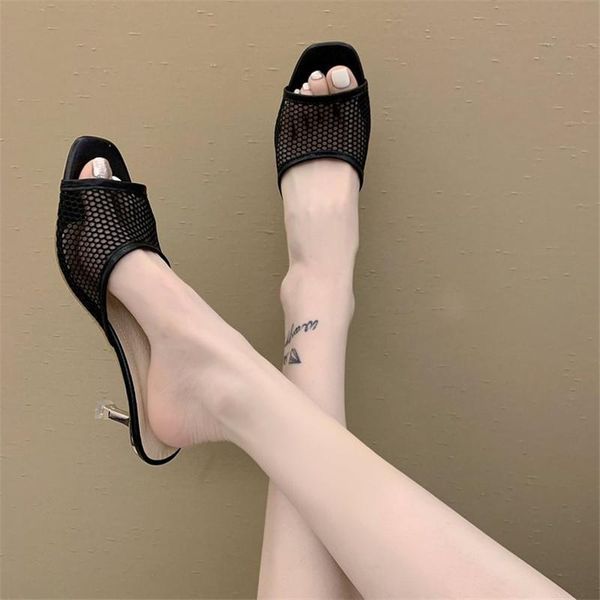 slippers high heel for women summer wear 2021 korean style simple breathable mesh open toe stiletto a729, Black
slippers high heel for women summer wear 2021 korean style simple breathable mesh open toe stiletto a729, Black