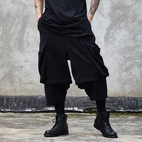 pants fashionable the dark high street men's fake two-piece hairstylist yaosi yamamoto big pocket capris autumn, Black
pants fashionable the dark high street men's fake two-piece hairstylist yaosi yamamoto big pocket capris autumn, Black