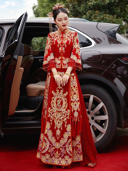 autumn and winter look thin wedding dress chinese female toast xiuhefu 2021 ethnic clothing, Red
autumn and winter look thin wedding dress chinese female toast xiuhefu 2021 ethnic clothing, Red