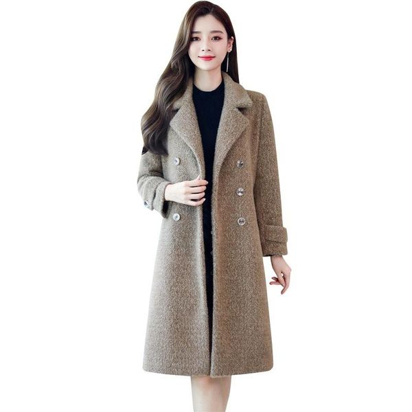 women's wool & blends fashion woolen coat female clothes winter korean double breasted faux mink down long jacket women plus size outer, Black
women's wool & blends fashion woolen coat female clothes winter korean double breasted faux mink down long jacket women plus size outer, Black