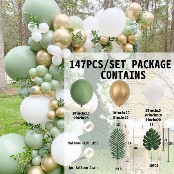 party decoration 147pcs avocado green balloons kit retro chorme gold latex balloon wedding garden arch birthday decorations
party decoration 147pcs avocado green balloons kit retro chorme gold latex balloon wedding garden arch birthday decorations