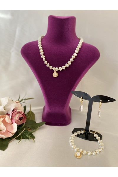earrings & necklace women's fashion jewelry gold color pearl sequential sets, Silver
earrings & necklace women's fashion jewelry gold color pearl sequential sets, Silver