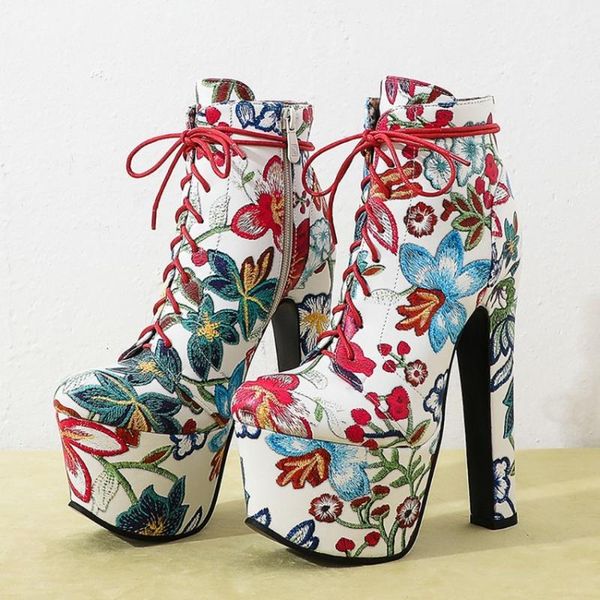 boots 17cm us4-12 womens platform pointed toe embroidery floral ankle block super high heel lace up shoes plus siz, Black
boots 17cm us4-12 womens platform pointed toe embroidery floral ankle block super high heel lace up shoes plus siz, Black
