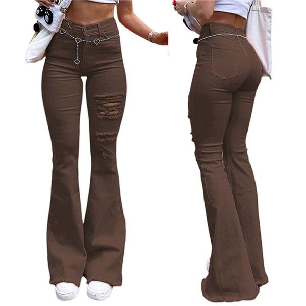 women's jeans imcute fashion ripped washed spring/autumn high waist buttoned brown skinny flared pants 90s street casual slim trousers, Blue
women's jeans imcute fashion ripped washed spring/autumn high waist buttoned brown skinny flared pants 90s street casual slim trousers, Blue