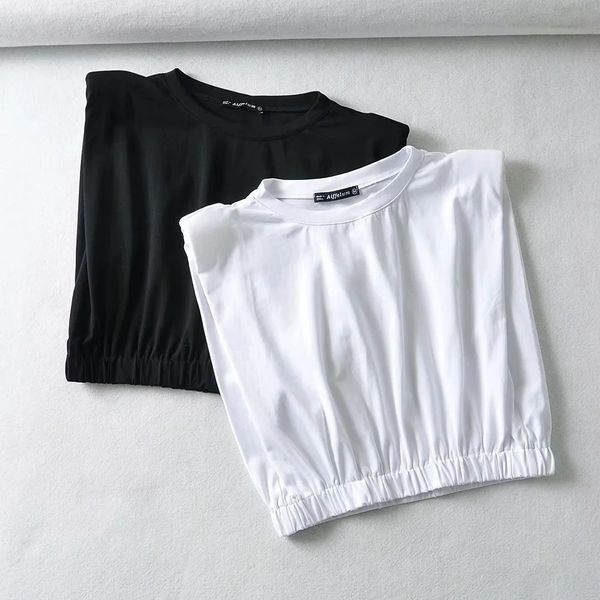 summer new fashion solid loose all match sleeveless shoulder pad t-shirt women 210421, White
summer new fashion solid loose all match sleeveless shoulder pad t-shirt women 210421, White