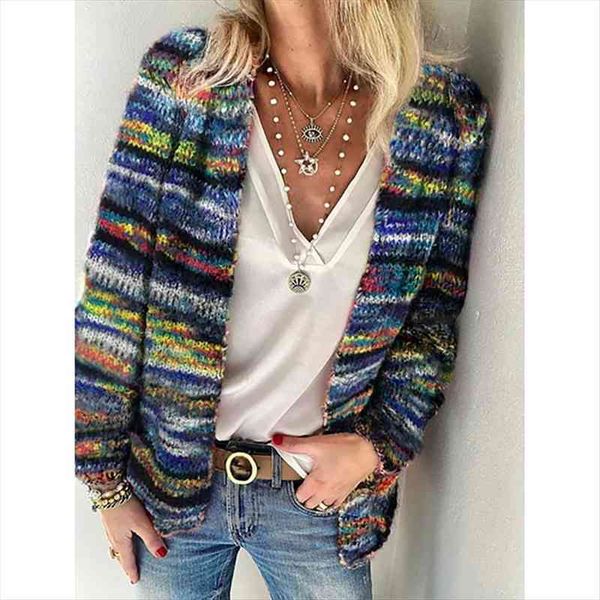autumn winter women cardigan warm womens sweater long sleeve casual striped outerwear cadigan multicolor open front knit sweaters, White;black 
autumn winter women cardigan warm womens sweater long sleeve casual striped outerwear cadigan multicolor open front knit sweaters, White;black