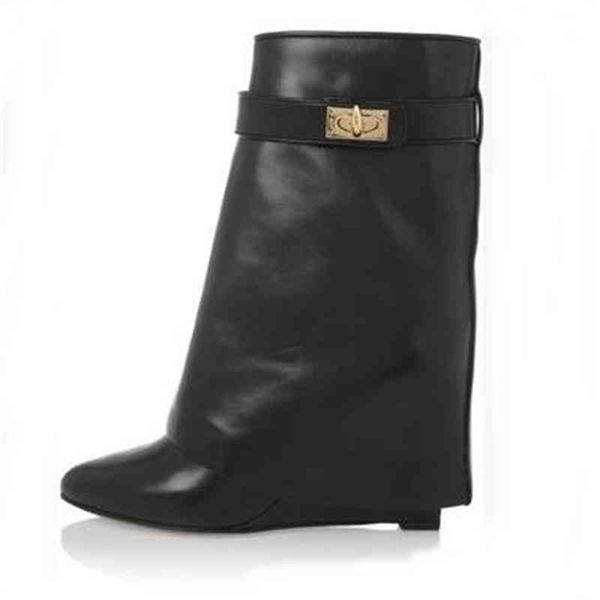 boots double boots with shark lock, of black leather, brown leather wedge zipper, for women, winter, ankle , large 8qng
boots double boots with shark lock, of black leather, brown leather wedge zipper, for women, winter, ankle , large 8qng