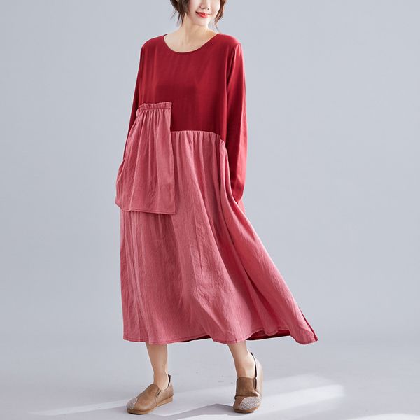 johnature korean irregular patchwork o-neck long sleeve dress autumn fashion loose retro cotton linen women dresses 210521, Black;gray
johnature korean irregular patchwork o-neck long sleeve dress autumn fashion loose retro cotton linen women dresses 210521, Black;gray