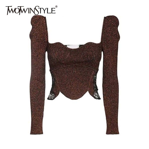 patchwork lace basic cropped for women square collar puff sleeve slim knitwear female autumn clothing 210524, White
patchwork lace basic cropped for women square collar puff sleeve slim knitwear female autumn clothing 210524, White