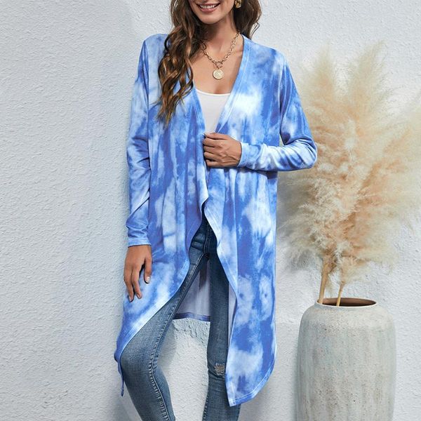 women's knits & tees cardigan long-line cut casual long tie die printed draped open front oversized coat irregular hem outwear, White
women's knits & tees cardigan long-line cut casual long tie die printed draped open front oversized coat irregular hem outwear, White