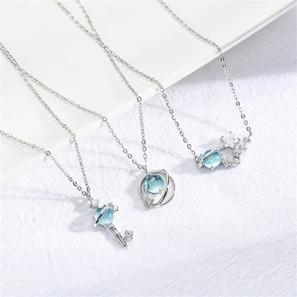 s925 silver necklace female korean girl little fresh blue glass fantasy universe aurora planet clavicle chain, Black
s925 silver necklace female korean girl little fresh blue glass fantasy universe aurora planet clavicle chain, Black