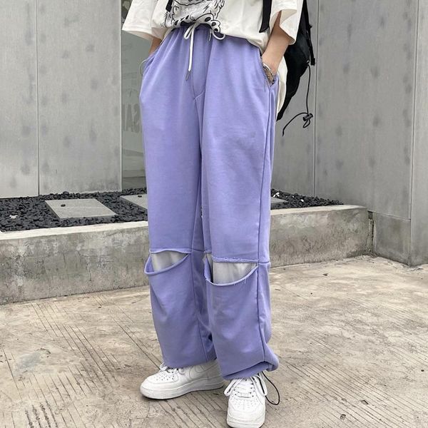 women's pants & capris hole wide leg women clothes spring autumn drawstring sweatpants female purple trousers harajuku patchwork, Black;white
women's pants & capris hole wide leg women clothes spring autumn drawstring sweatpants female purple trousers harajuku patchwork, Black;white