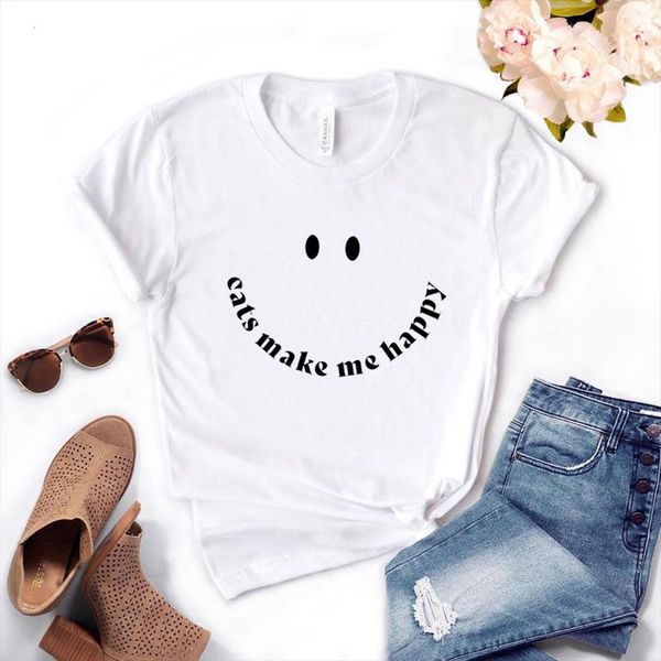 cats make me happy smile mens t shirts face print and women cotton casual funny shirt lady yong girl top, White;black
cats make me happy smile mens t shirts face print and women cotton casual funny shirt lady yong girl top, White;black
