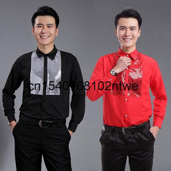 men's casual shirts 2021 sequin long sleeve shirt studio po stage chorus singer's performance dress, White;black
men's casual shirts 2021 sequin long sleeve shirt studio po stage chorus singer's performance dress, White;black