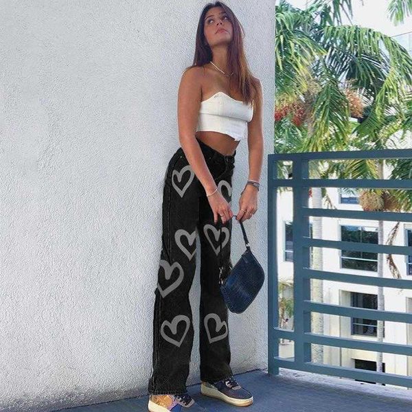 women's pants & capris women denim straight high waist cotton heart print casual pocket blue black spring fashion streetwear female tro, Black;white
women's pants & capris women denim straight high waist cotton heart print casual pocket blue black spring fashion streetwear female tro, Black;white