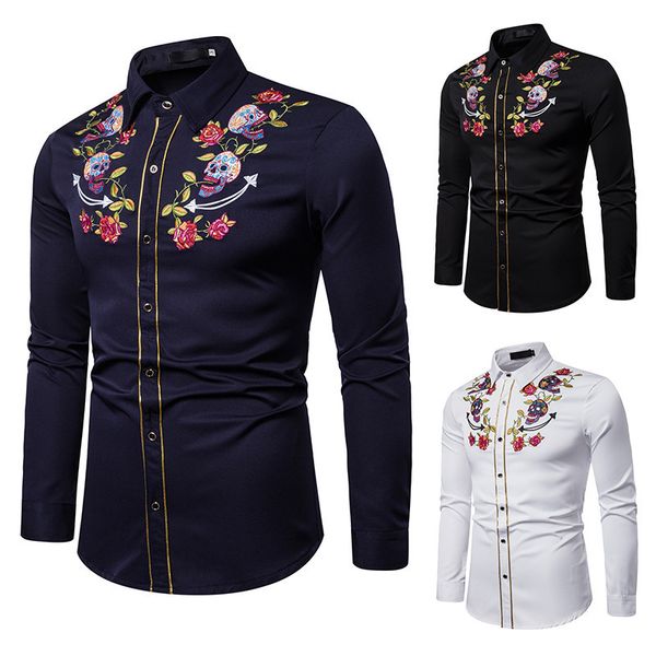 men's shirts fahion embroidered american wetern tyle roe kull head long leeve a50, White;black
men's shirts fahion embroidered american wetern tyle roe kull head long leeve a50, White;black