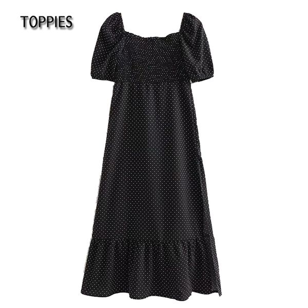 vintage black polka dot midi dress square collar wrap puff sleeve front split robe 210421, Black;gray
vintage black polka dot midi dress square collar wrap puff sleeve front split robe 210421, Black;gray