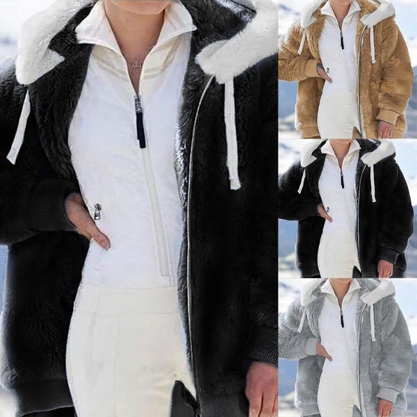 women's jackets winter warm fluffy fur coats 2021 women fashion furry jacket turn down collar zipper overcoat teddy coat, Black;brown
women's jackets winter warm fluffy fur coats 2021 women fashion furry jacket turn down collar zipper overcoat teddy coat, Black;brown