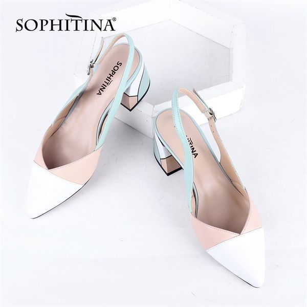 sophitina fashion sandals women summer genuine leather tricolor heel pointed toe handmade thick heels shoes c721 211214, Black
sophitina fashion sandals women summer genuine leather tricolor heel pointed toe handmade thick heels shoes c721 211214, Black