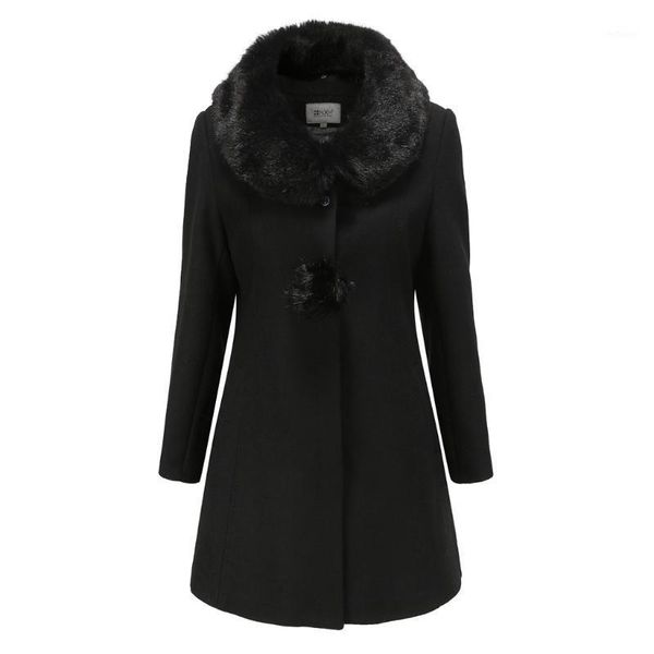 women's wool & blends winter coat with fur collar solid color long-sleeved jacket female thick warm women wide-waisted, Black
women's wool & blends winter coat with fur collar solid color long-sleeved jacket female thick warm women wide-waisted, Black