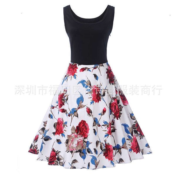 dresses round casual women's neck sleeveless print hepburn style swing dress, Black;gray
dresses round casual women's neck sleeveless print hepburn style swing dress, Black;gray