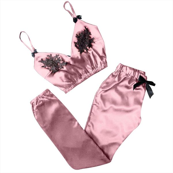 pajamas suit v neck eyelash women sleepwear lace stain camisole bowknot long pants set pijama invierno t1g, Black;red
pajamas suit v neck eyelash women sleepwear lace stain camisole bowknot long pants set pijama invierno t1g, Black;red