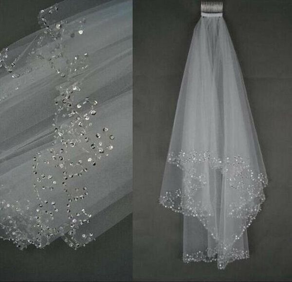 bridal veils selling fashion style 2 tier white/ivory sequins beaded edge wedding veil with comb, Black
bridal veils selling fashion style 2 tier white/ivory sequins beaded edge wedding veil with comb, Black