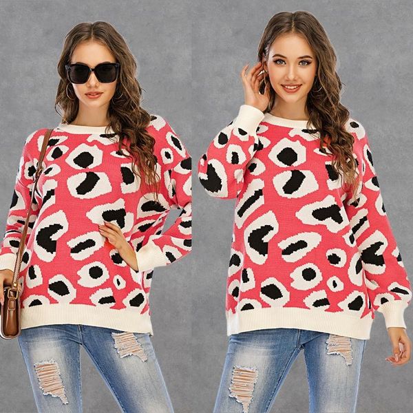 women long sleeve leopord pattern knitted sweater pullover loose fit tunic women's sweaters, White;black
women long sleeve leopord pattern knitted sweater pullover loose fit tunic women's sweaters, White;black